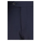 Lardini blue wool Aries two-piece suit with notch lapel jacket and matching trousers, tailored for a classic, sophisticated look.