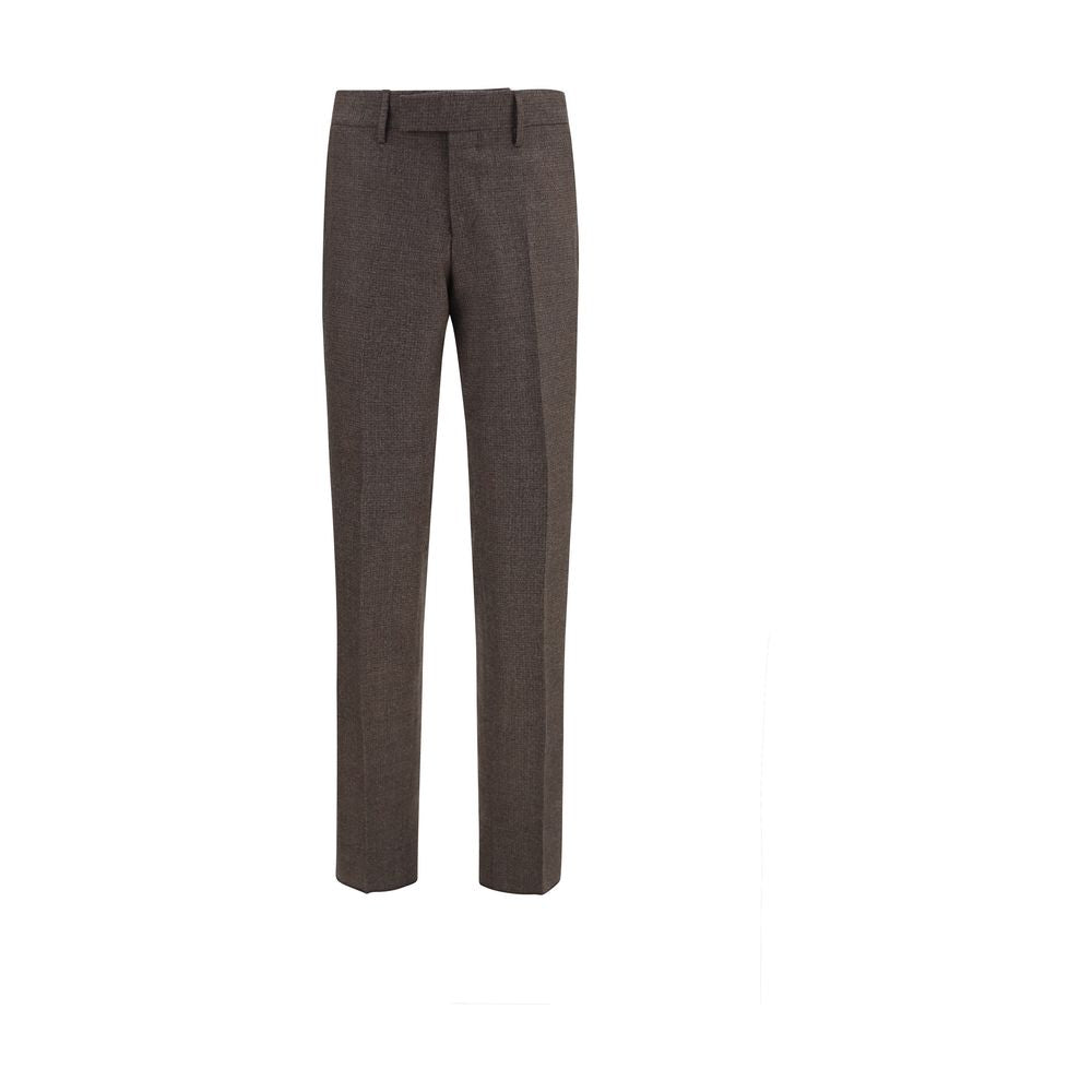 Lardini brown viscose dress pants with a tailored fit, featuring a sleek waistband and classic crease design.
