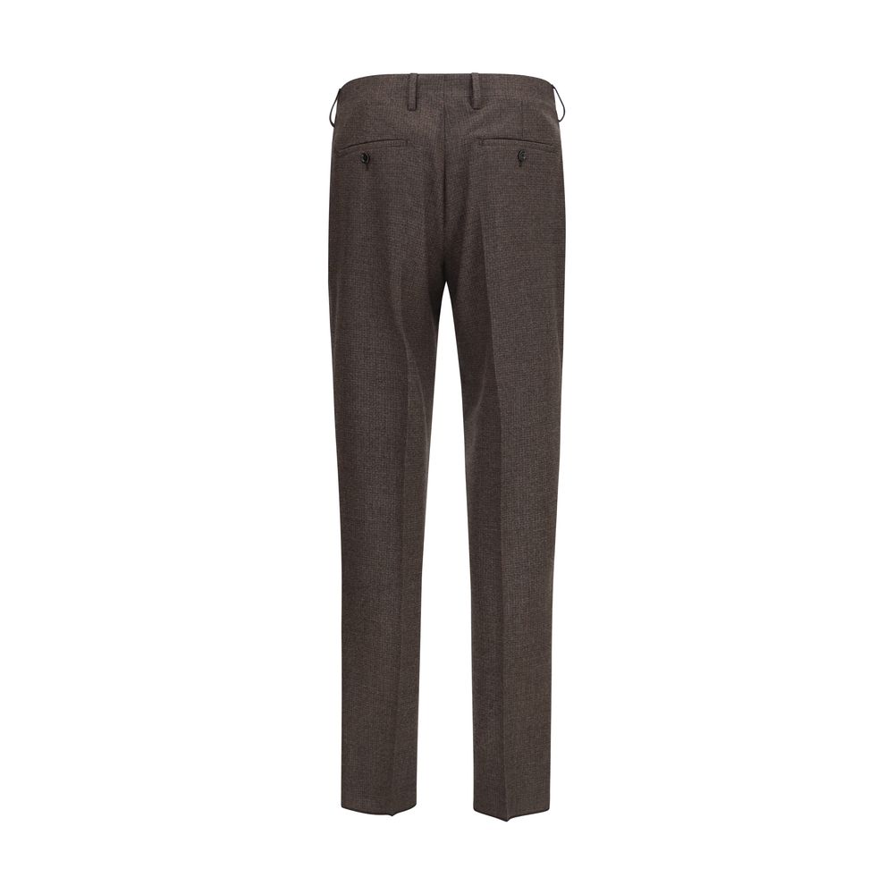 Lardini brown viscose dress pants with a tailored fit, featuring a flat front and classic crease for a sophisticated look.