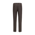 Lardini brown viscose dress pants with a tailored fit, featuring a flat front and classic crease for a sophisticated look.