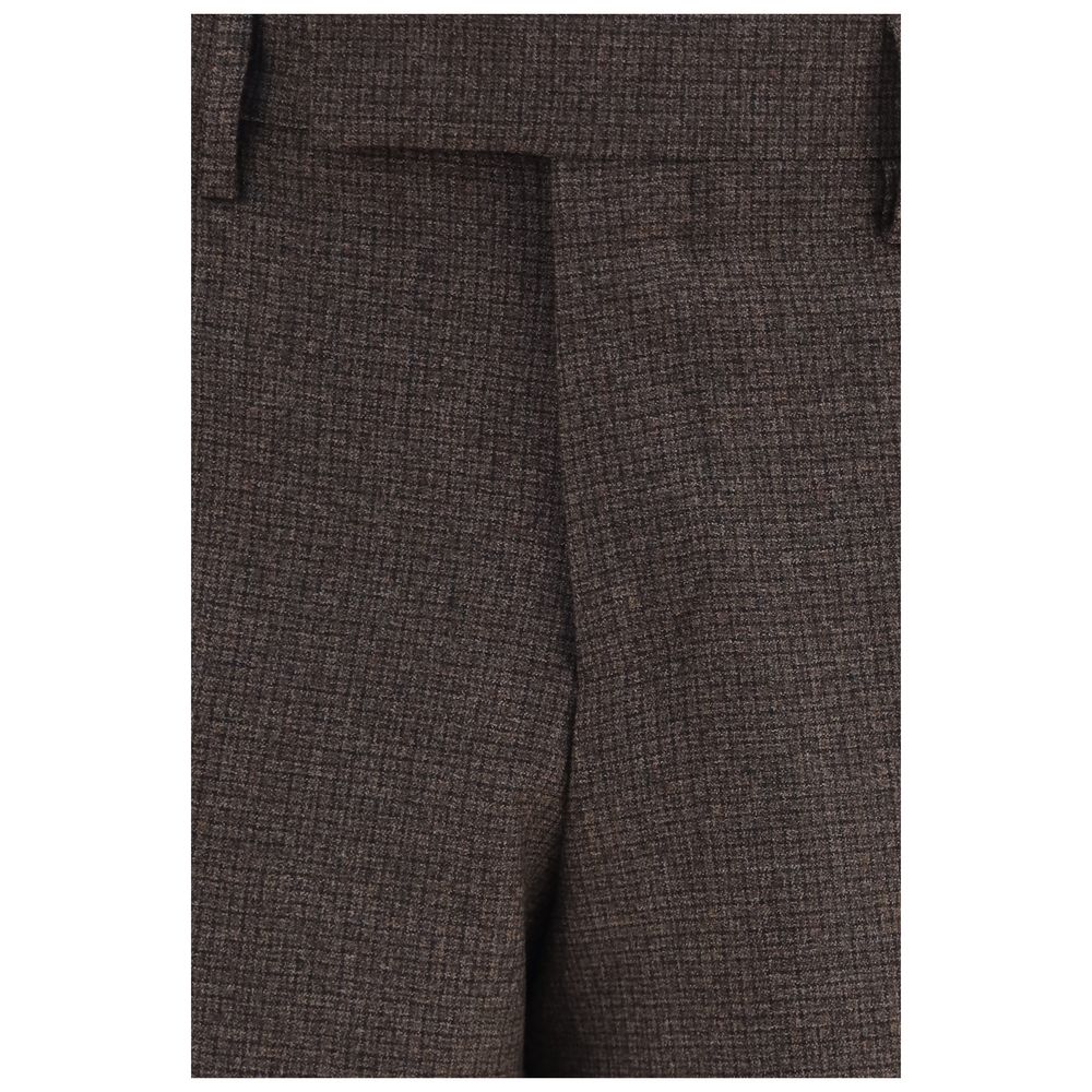 Lardini brown viscose dress pants with tailored fit and classic style, shown on a hanger against a neutral background.