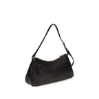 Prada Black Calf Leather Bos Taurus Shoulder Bag with silver hardware and adjustable strap, showcasing elegant craftsmanship.