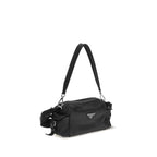 Prada brown Napa leather shoulder bag with calf Bos Taurus detailing, elegant and stylish for everyday use.