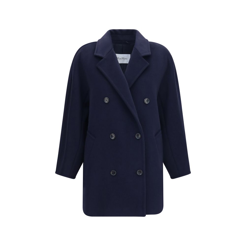 Max Mara Blue Wool Oves Aries Full-Length Jacket - Eljoys Fashion 