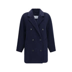 Max Mara Blue Wool Oves Aries Full-Length Jacket - Eljoys Fashion 