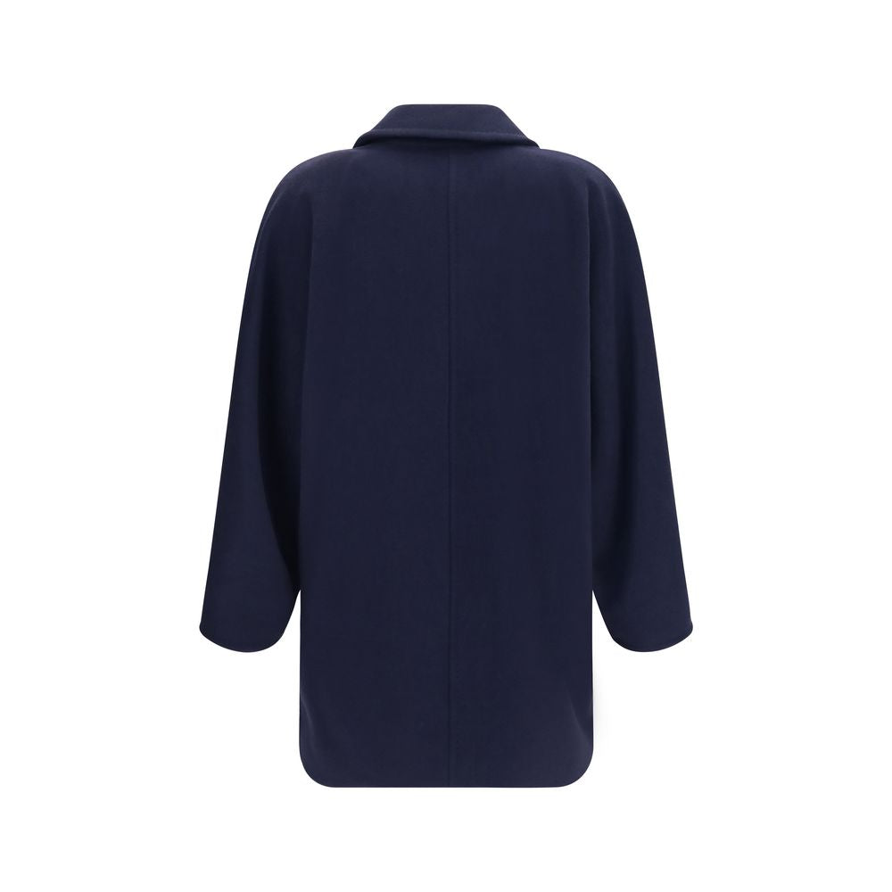 Max Mara Blue Wool Oves Aries Full-Length Jacket - Eljoys Fashion 