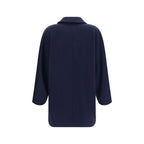 Max Mara Blue Wool Oves Aries Full-Length Jacket - Eljoys Fashion 