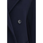 Max Mara Blue Wool Oves Aries Full-Length Jacket - Eljoys Fashion 