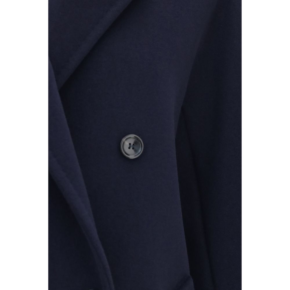 Max Mara Blue Wool Oves Aries Full-Length Jacket - Eljoys Fashion 