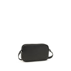 Valentino Garavani black calf leather Bos Taurus shoulder bag with sleek design and subtle logo detailing.