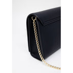 Love Moschino black polyethylene handbag with gold-tone hardware and structured design, featuring top handles and a logo detail.