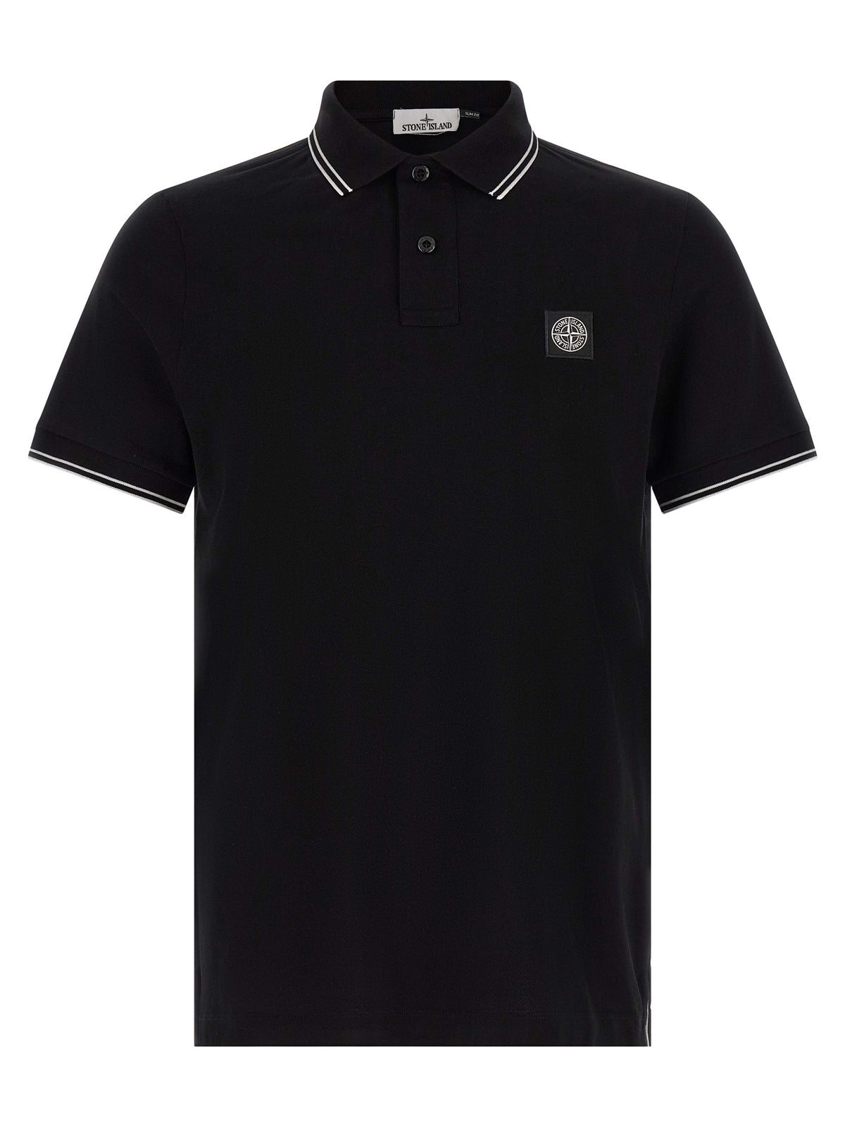 Stone Island Black Cotton Polo Shirt - Eljoys Fashion 