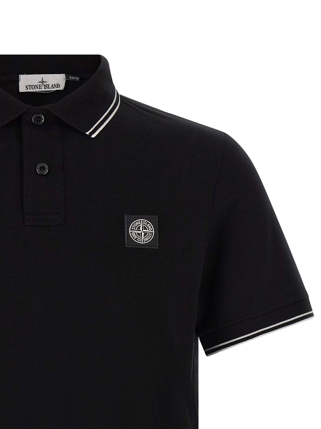 Stone Island Black Cotton Polo Shirt - Eljoys Fashion 