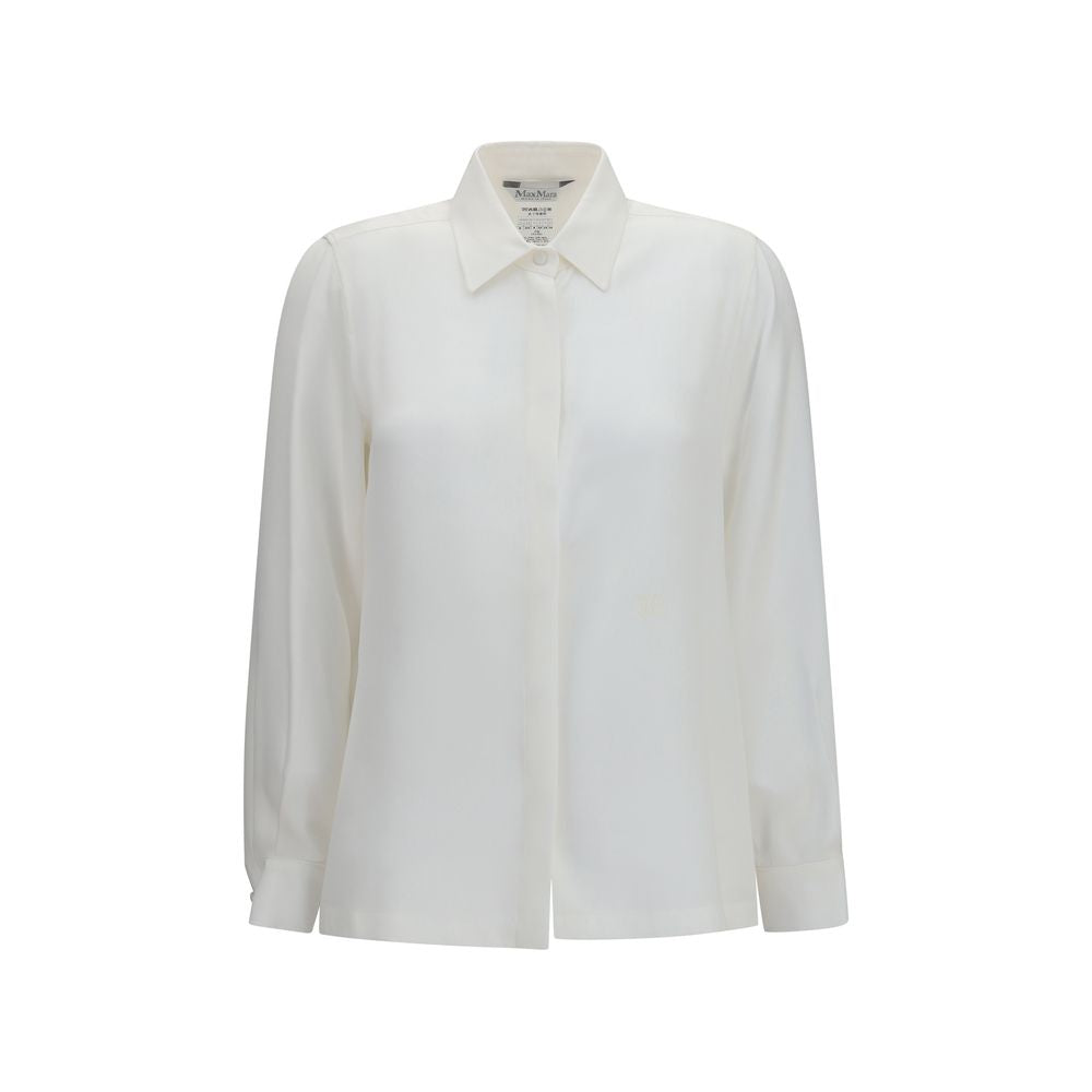Max Mara White Silk Dress Shirt - Eljoys Fashion 
