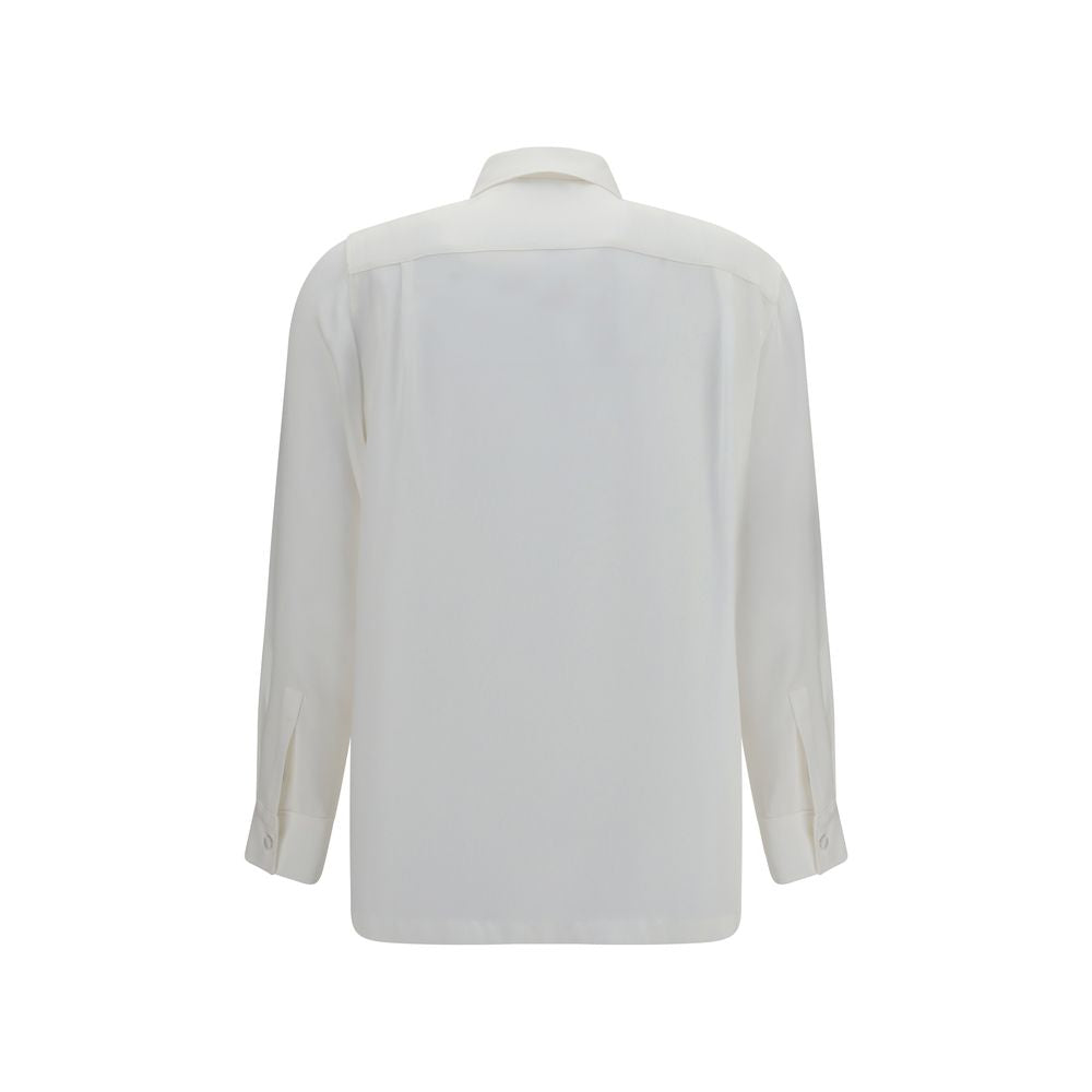 Max Mara White Silk Dress Shirt - Eljoys Fashion 