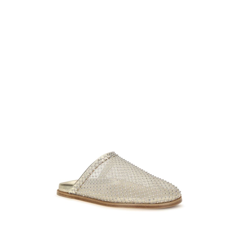 Forte_Forte Silver Fabric Mules Forte_Forte