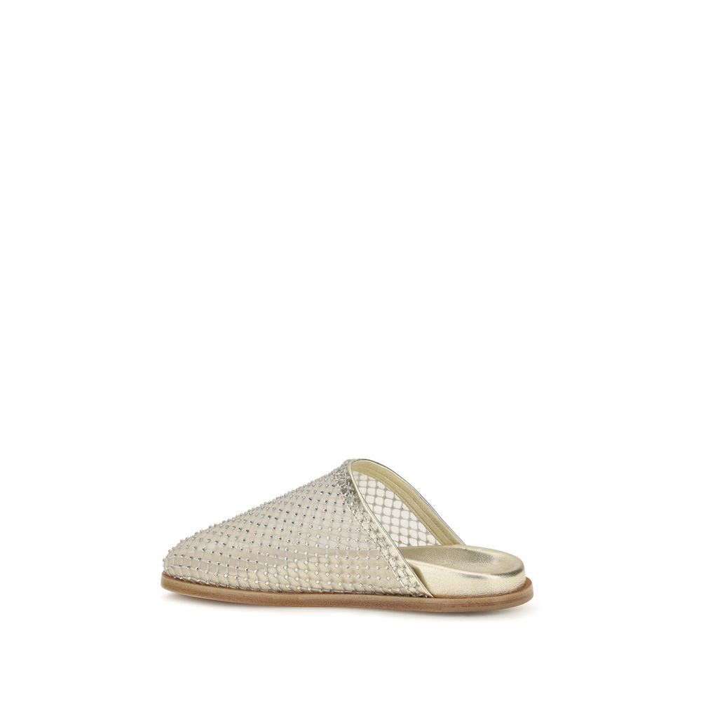 Forte_Forte Silver Fabric Mules Forte_Forte