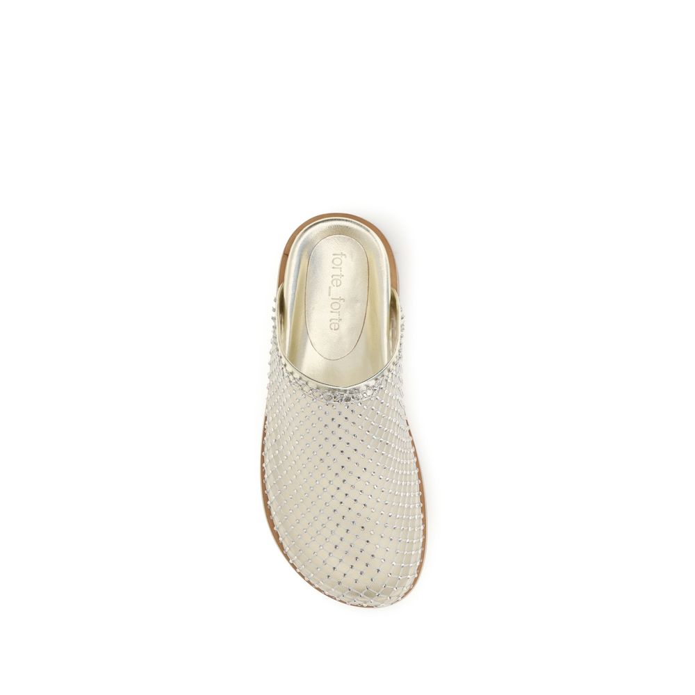 Forte_Forte Silver Fabric Mules Forte_Forte