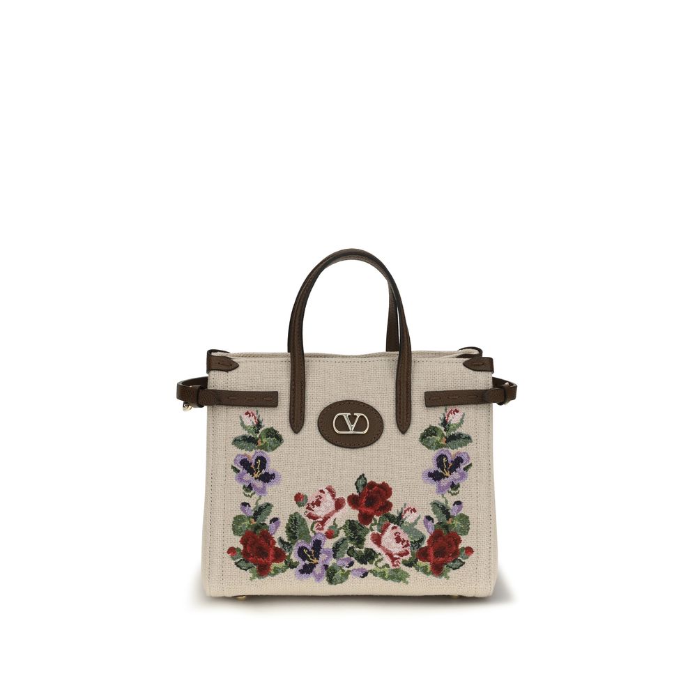Valentino Garavani Beige Linen Shoulder Bag Valentino Garavani