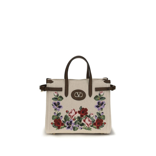 Valentino Garavani Beige Linen Shoulder Bag Valentino Garavani