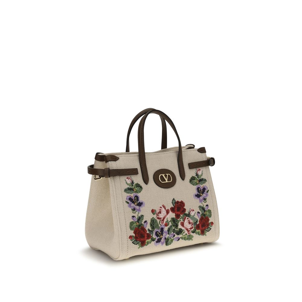 Valentino Garavani Beige Linen Shoulder Bag Valentino Garavani
