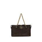 Valentino Garavani Brown Calf Leather Bos Taurus Shoulder Bag Valentino Garavani