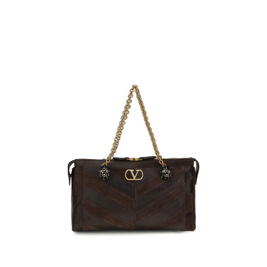 Valentino Garavani Brown Calf Leather Bos Taurus Shoulder Bag Valentino Garavani