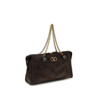 Valentino Garavani Brown Calf Leather Bos Taurus Shoulder Bag Valentino Garavani