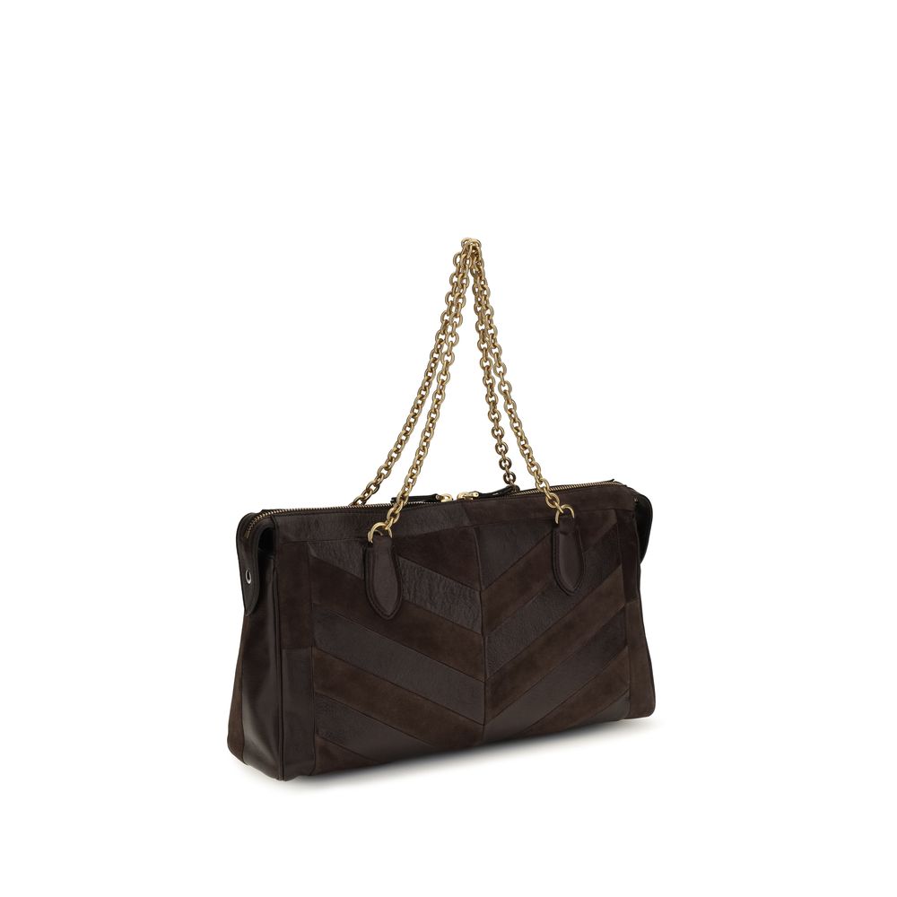 Valentino Garavani Brown Calf Leather Bos Taurus Shoulder Bag Valentino Garavani