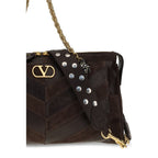 Valentino Garavani Brown Calf Leather Bos Taurus Shoulder Bag Valentino Garavani