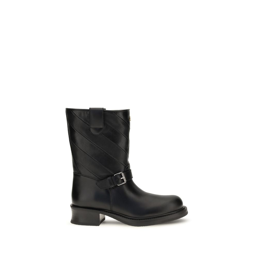 Valentino Garavani Black Calf Leather Bos Taurus Ankle Boots Valentino Garavani