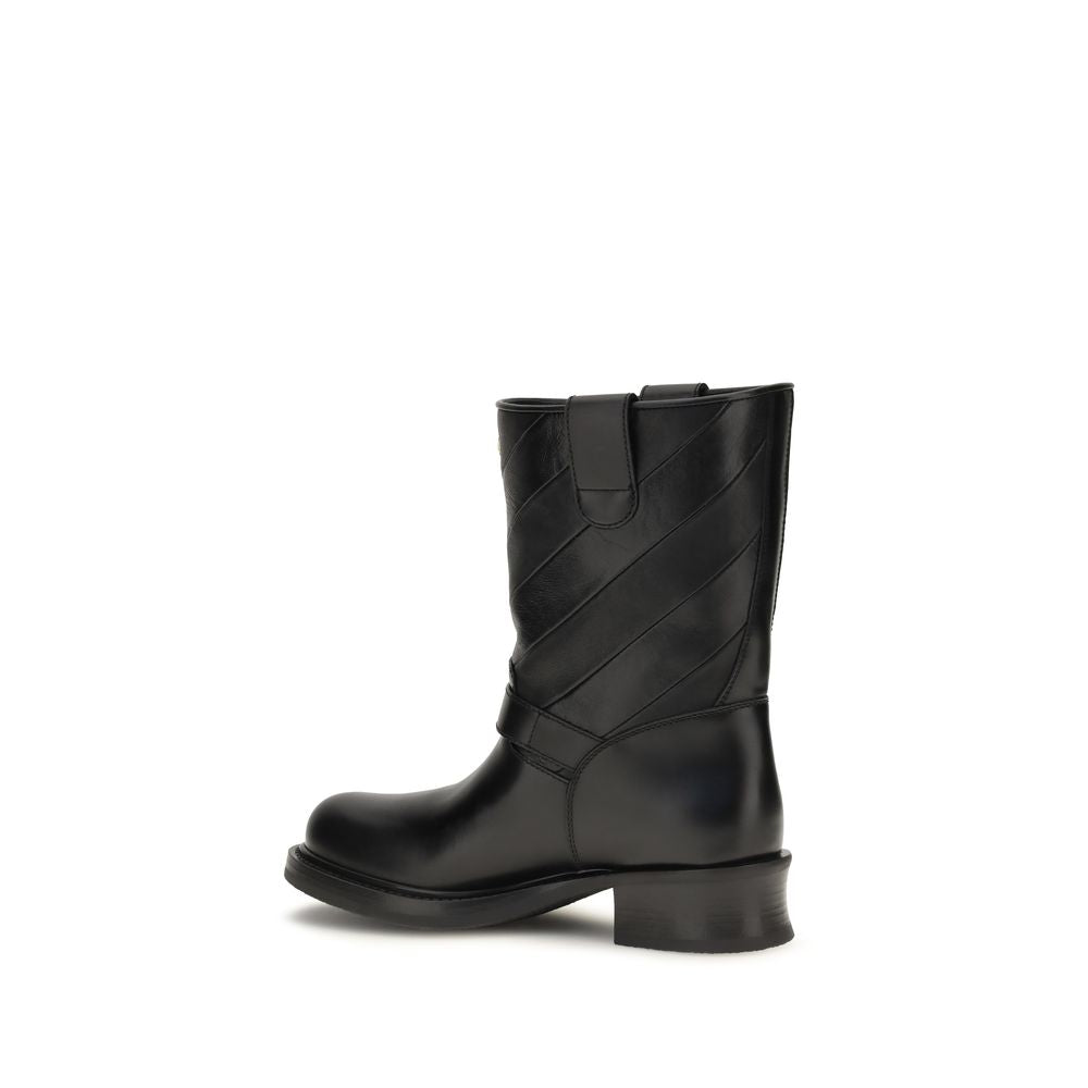 Valentino Garavani Black Calf Leather Bos Taurus Ankle Boots Valentino Garavani