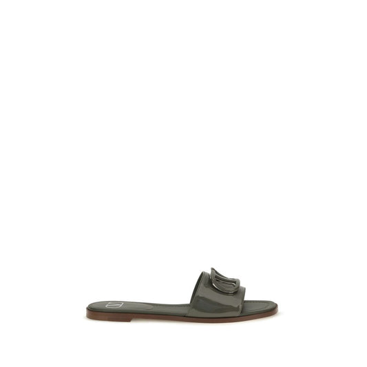 Valentino Garavani Bicolor Calf Leather Bos Taurus Flat Sandals Valentino Garavani