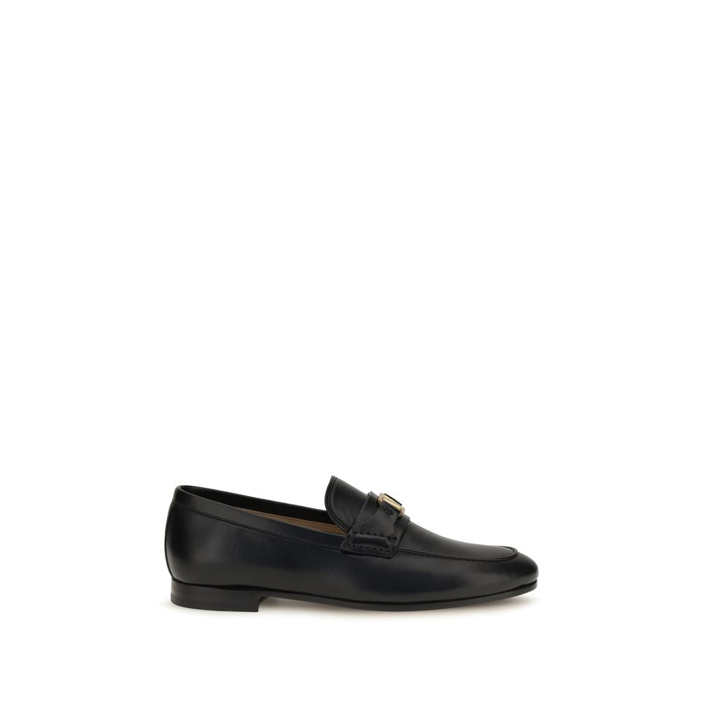 Valentino Garavani Black Calf Leather Bos Taurus Slip-On Loafers Valentino Garavani
