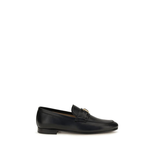 Valentino Garavani Black Calf Leather Bos Taurus Slip-On Loafers Valentino Garavani