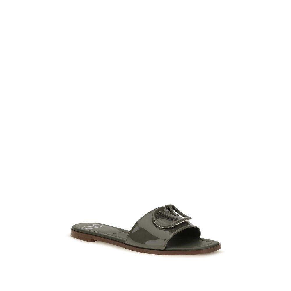 Valentino Garavani Bicolor Calf Leather Bos Taurus Flat Sandals Valentino Garavani