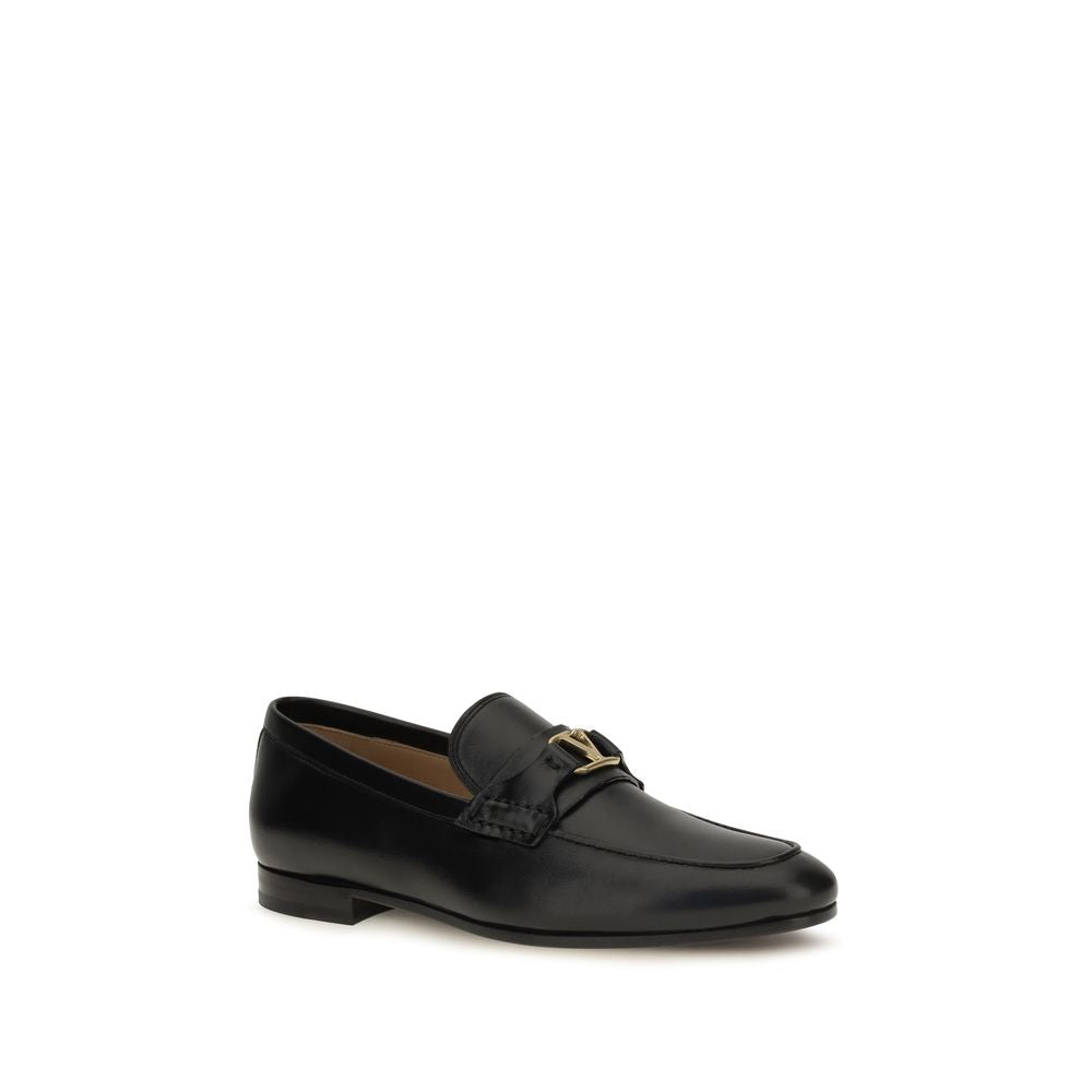 Valentino Garavani Black Calf Leather Bos Taurus Slip-On Loafers Valentino Garavani