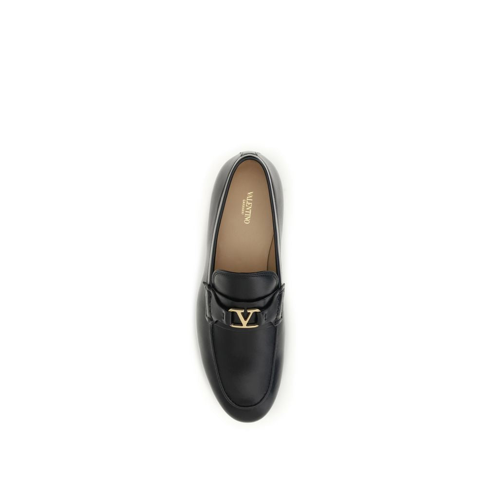 Valentino Garavani Black Calf Leather Bos Taurus Slip-On Loafers Valentino Garavani