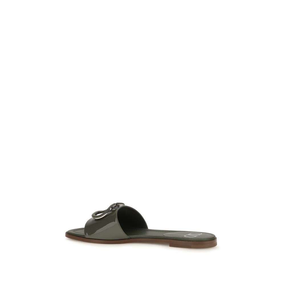 Valentino Garavani Bicolor Calf Leather Bos Taurus Flat Sandals Valentino Garavani