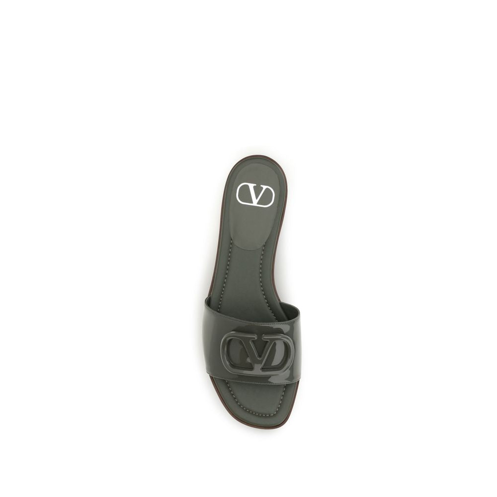 Valentino Garavani Bicolor Calf Leather Bos Taurus Flat Sandals Valentino Garavani