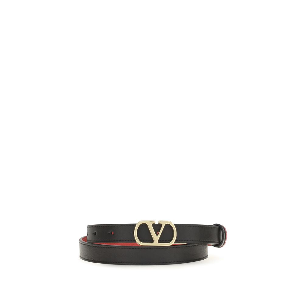 Valentino Garavani Black Calf Leather Bos Taurus Regular Belt Valentino Garavani