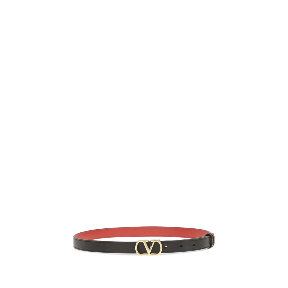 Valentino Garavani Black Calf Leather Bos Taurus Regular Belt Valentino Garavani