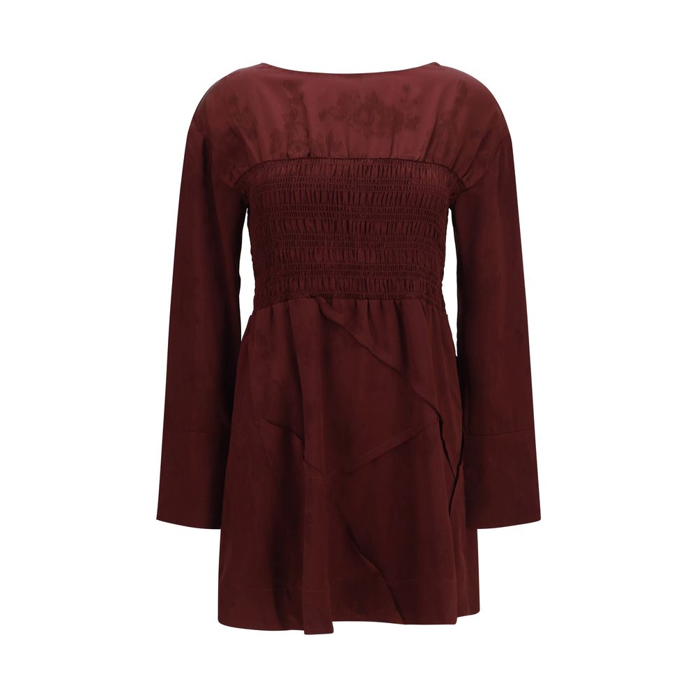 Ganni Bordeaux Acetate Casual Dress Ganni