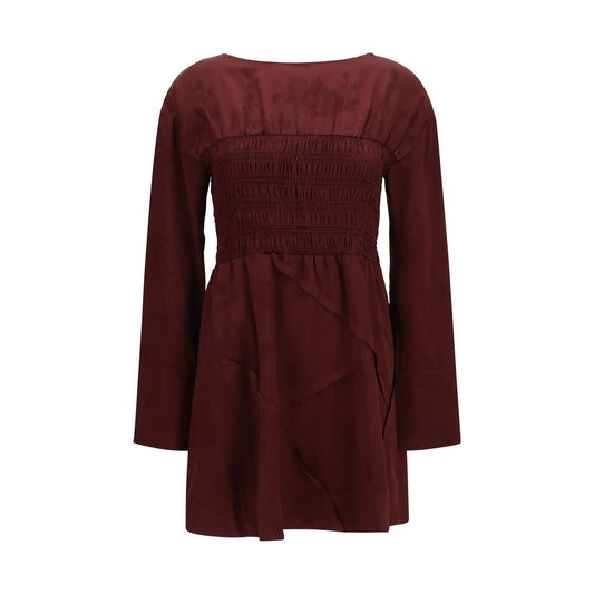 Ganni Bordeaux Acetate Casual Dress Ganni