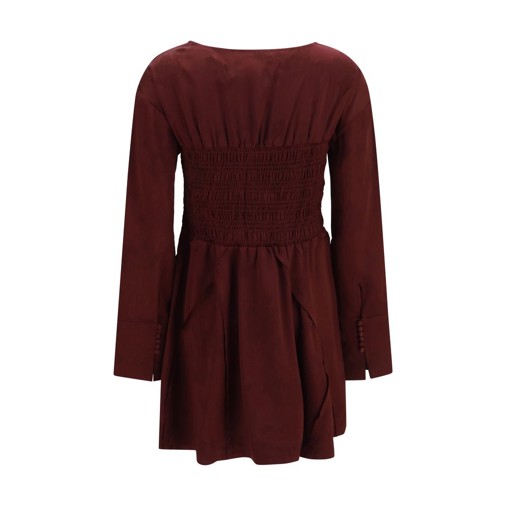 Ganni Bordeaux Acetate Casual Dress Ganni