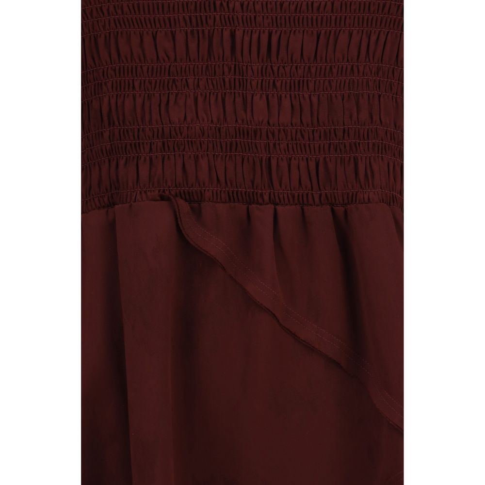 Ganni Bordeaux Acetate Casual Dress Ganni