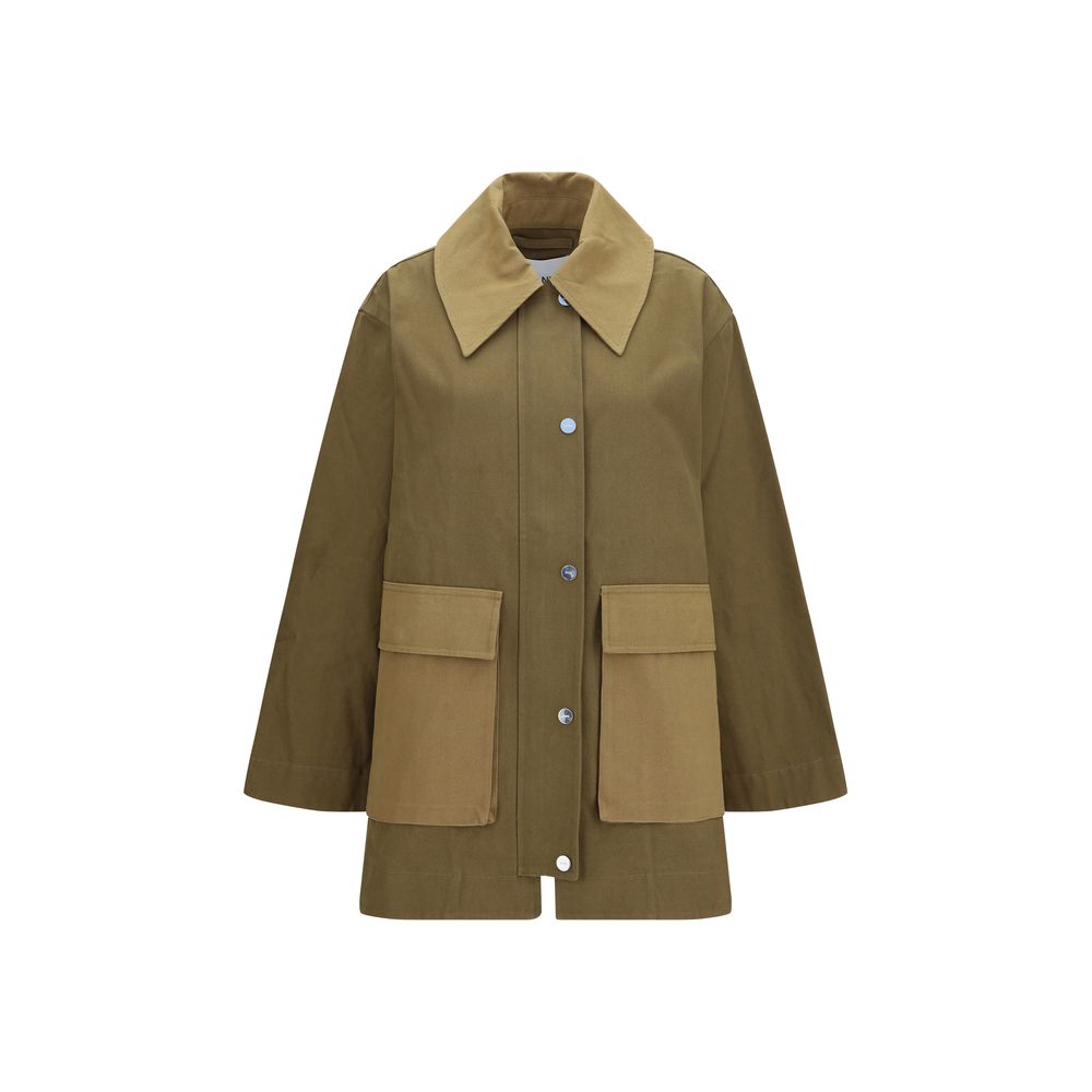Ganni Bicolor Cotton Full-Length Jacket Ganni
