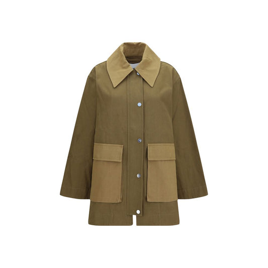 Ganni Bicolor Cotton Full-Length Jacket Ganni