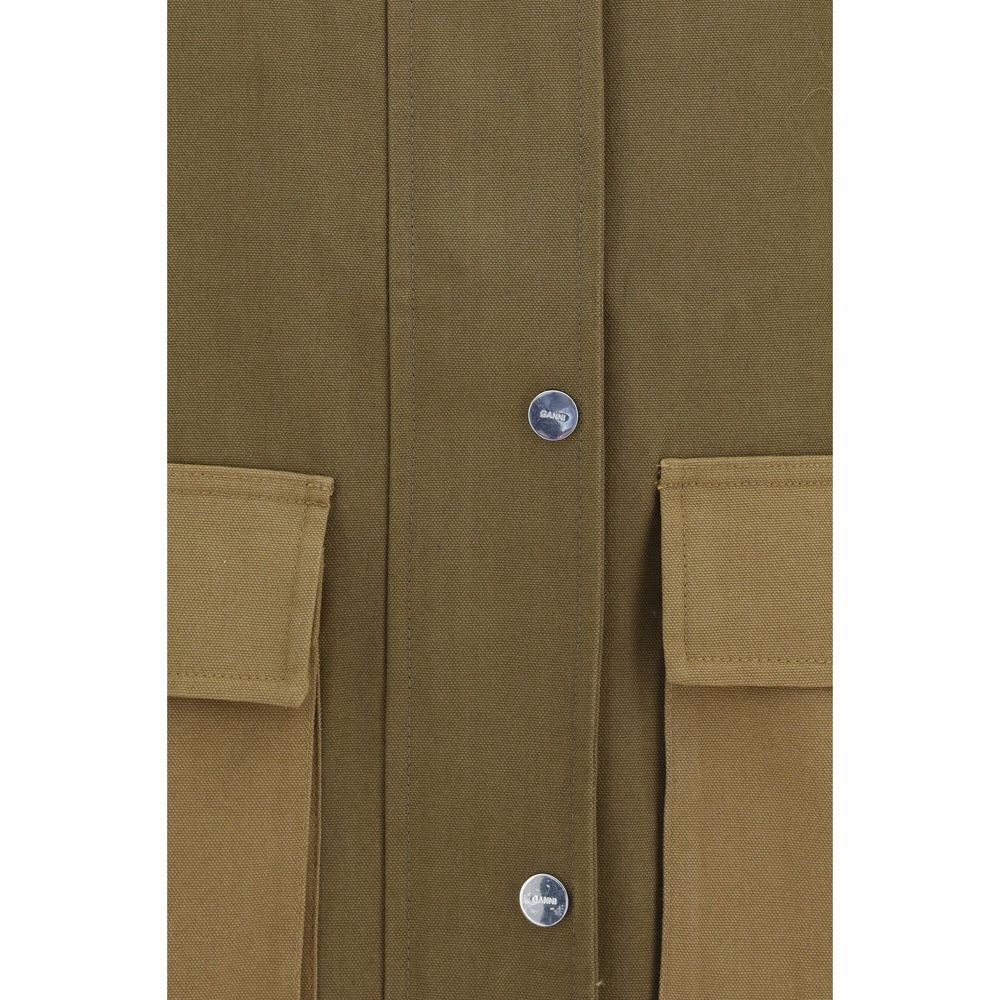 Ganni Bicolor Cotton Full-Length Jacket Ganni