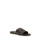 Dolce & Gabbana Brown Calf Leather Bos Taurus Flat Sandals Dolce & Gabbana